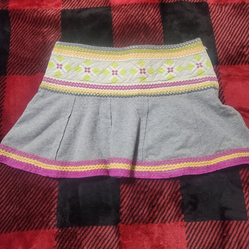 Free People Vintage Mini Skirt Gray/Multi Color Size 4